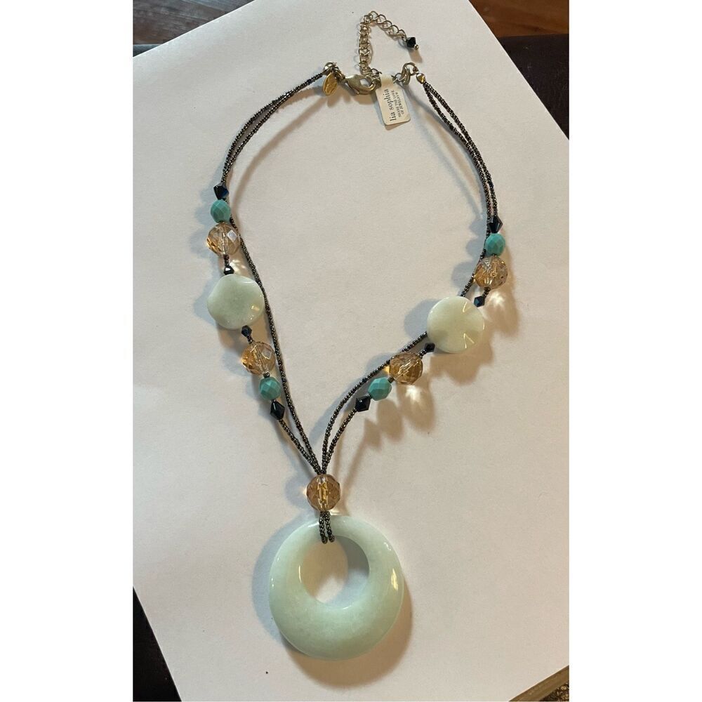 Lia Sophia Jade Beaded Necklace Double Strand